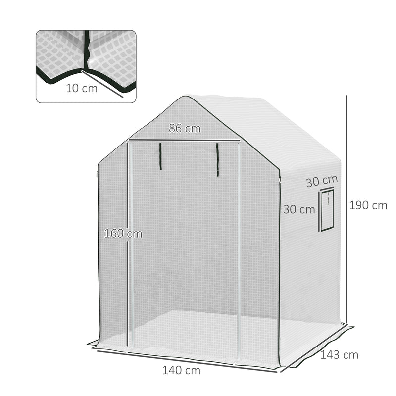Walk In PE Greenhouse Cover Replacement With Roll Up Door And Windows For Garden, White