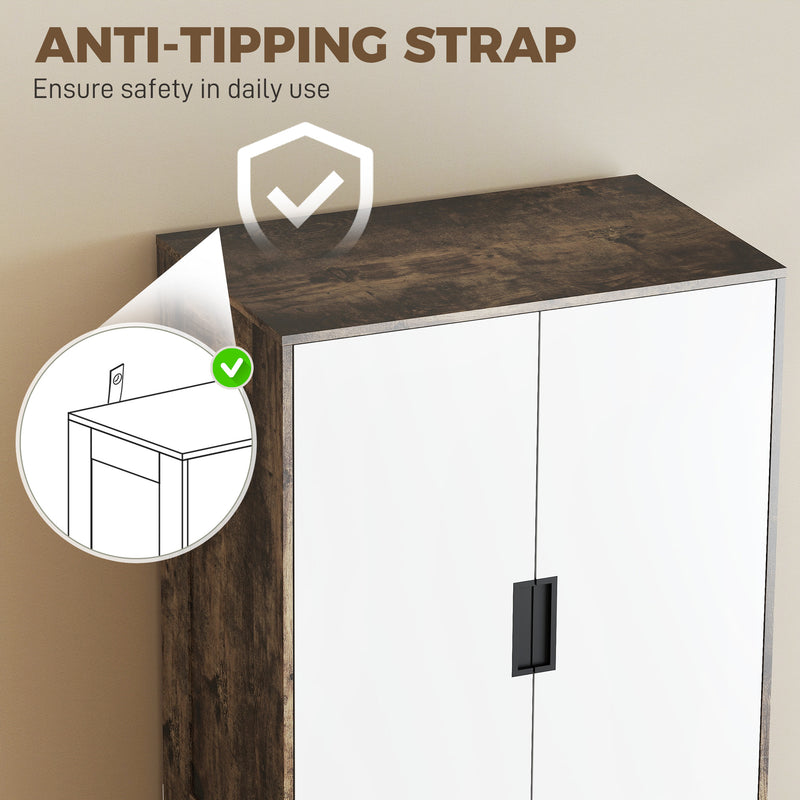 Double Wardrobe with Drawers for Organised Bedroom Storage and Soft Close Doors Rustic Brown