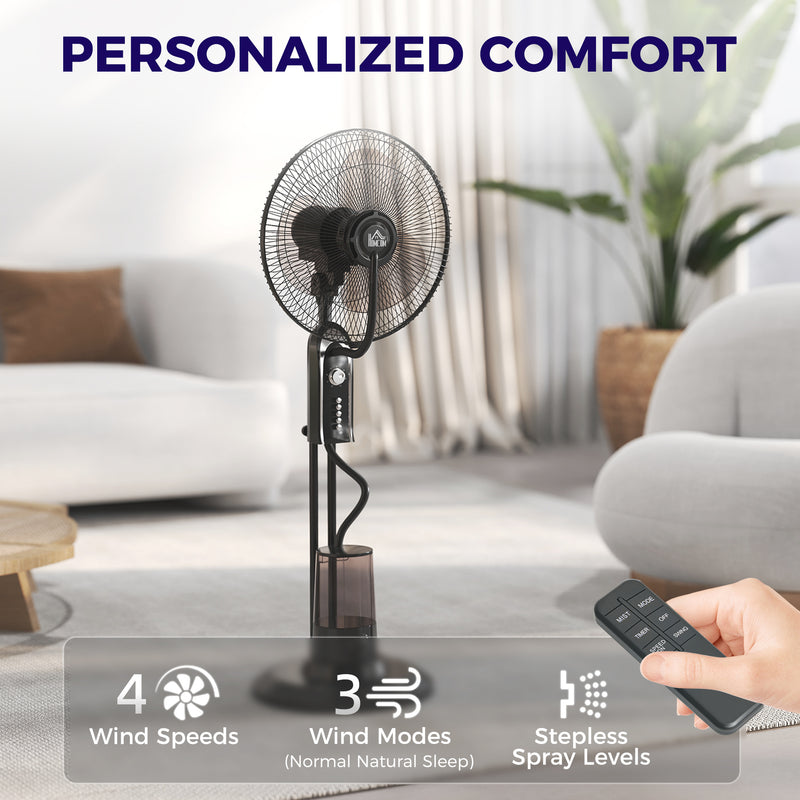 120cm Pedestal Misting Fan with 4 Speeds 3 Modes and 3.2L Tank for Home Use