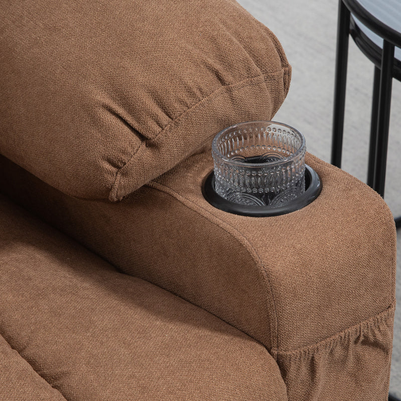 Electric Riser Recliner Chair With Remote Control And Cup Holder For Elderly Comfort Brown