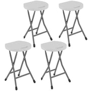 Set of Four White Folding Carry Stools Lightweight and Portable by Outsunny