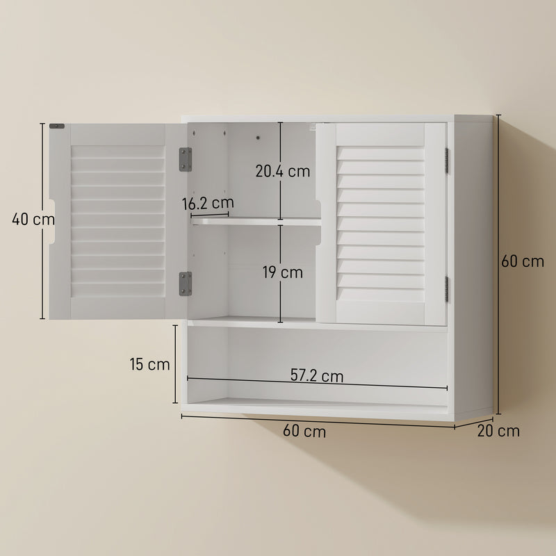 Wall Mounted Bathroom Storage Cabinet With Adjustable Shelves For Small Spaces White