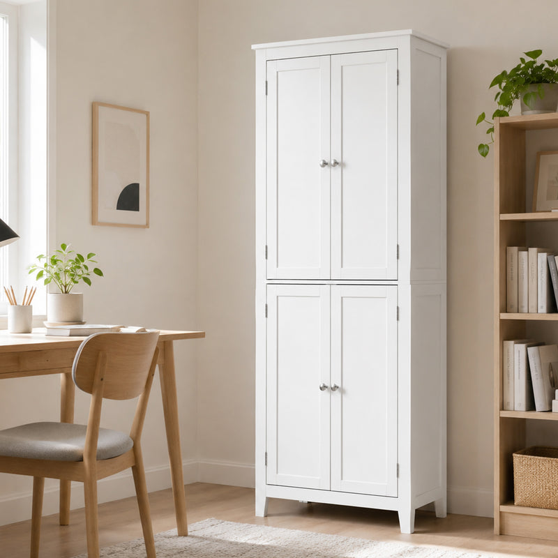 Tall Bathroom Storage Cabinet with Adjustable Shelves for Small Spaces White