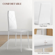 Set of 6 White Faux Leather Dining Chairs With Cushioned Seats For Modern Kitchens