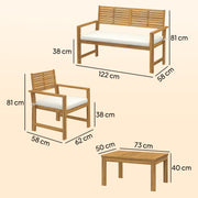 4 Piece Garden Furniture Set with Cushions for Relaxed Outdoor Seating Natural Cream Outsunny