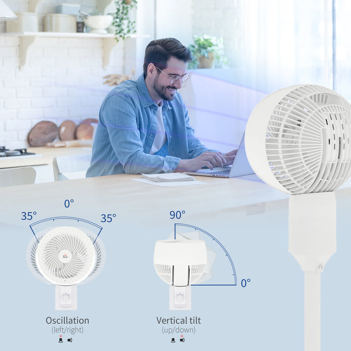White 9 Inch Air Circulator Pedestal Fan 3 Speed 70 Degree Oscillating by HOMCOM