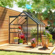 Walk In Polycarbonate Greenhouse 190 x 190 cm Grey for All-Season Gardening by Outsunny