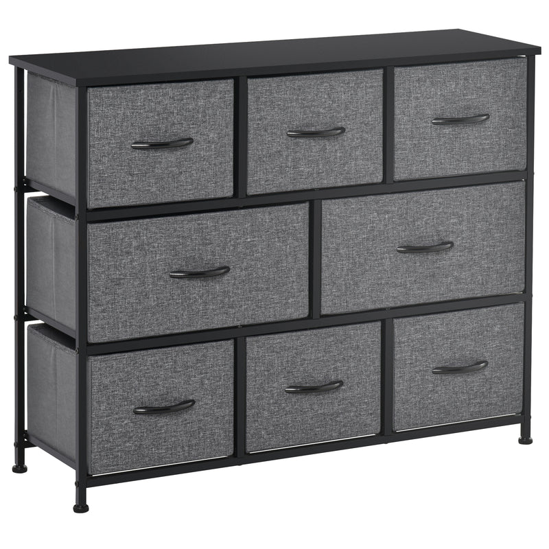 Dark Grey 8 Drawer Fabric Chest of Drawers for Bedroom and Living Room Storage