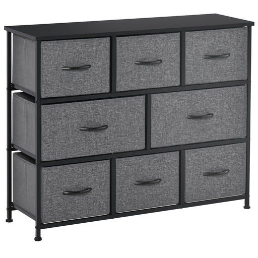 Dark Grey 8 Drawer Fabric Chest of Drawers for Bedroom and Living Room Storage