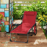 Five Position Reclining Sun Lounger Lightweight and Adjustable in Red by Outsunny