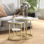 Marble Effect Nesting Tables Gold and White Space Saving Design by HOMCOM