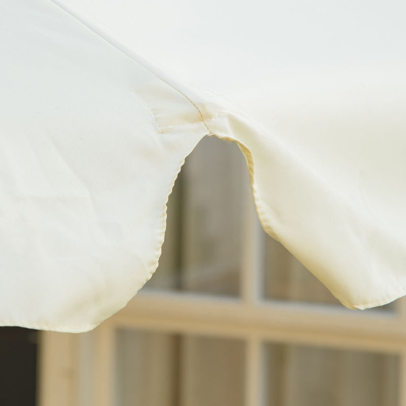 Beige 3.3m Garden Parasol With Wood Pole And Ruffled Canopy For Sun Protection