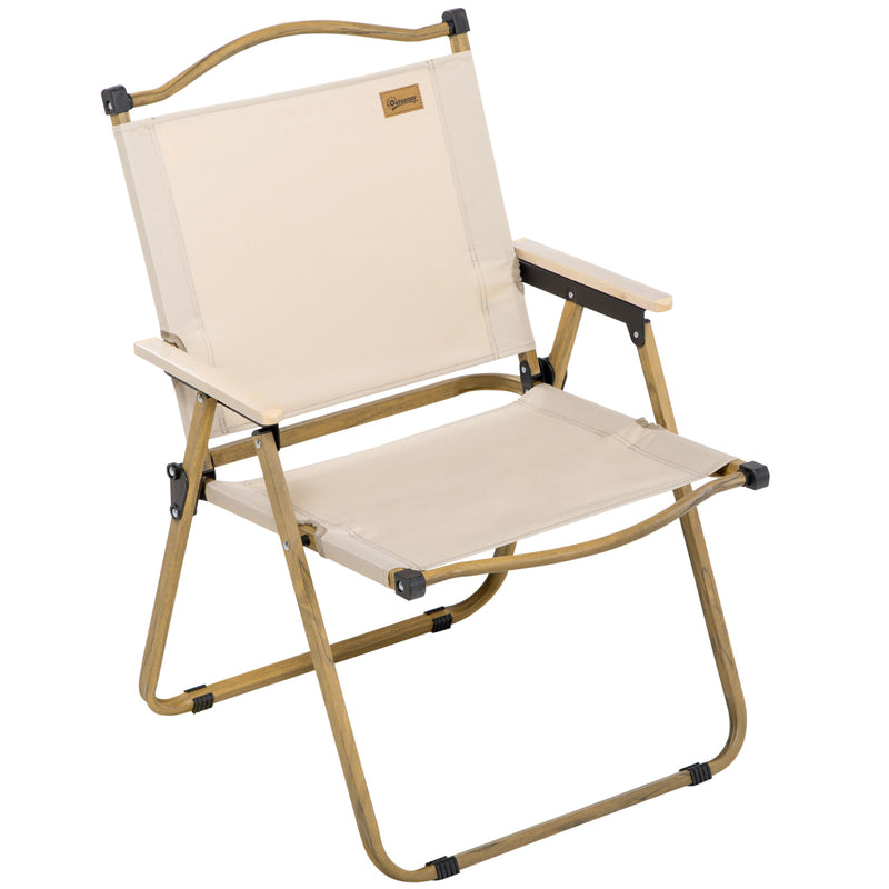 Folding Camp Chair for Easy Outdoor Seating with Lightweight Steel Frame Khaki