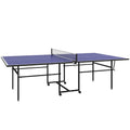 SPORTNOW 9FT Folding Table Tennis Table with Four Wheels, for Indoor Use, Blue AOSOM