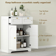 Bathroom Floor Cabinet with 2 Storage Drawers Ideal for Towels and Toiletries White