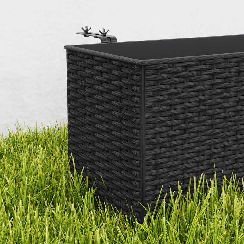 Set of Two Black Rattan Effect Planters for Garden and Patio by Outsunny