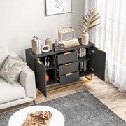 Sideboard with 3 Drawers and Adjustable Shelves for Storage in Living Room Black