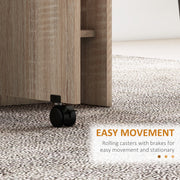 Folding Drop Leaf Dining Table with Storage Shelves and Wheels for Small Spaces Natural