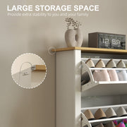 Slim White High Gloss Shoe Cabinet with 3 Flip Drawers and Adjustable Shelves for 18 Pairs by HOMCOM