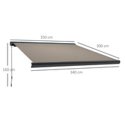 Light Grey 3.5 x 3 m Electric Retractable Awning UV50+ with Remote Control by Outsunny