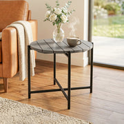 Outdoor Side Table for Garden or Patio with Weather Resistant Wood Top Dark Grey Black Outsunny