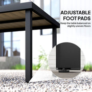 8 Seater Aluminium Garden Dining Table With Faux Wood Top For Patio Or Outdoor Use Brown Outsunny