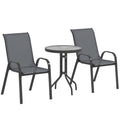 Three Piece Grey Outdoor Garden Furniture Set for Patio and Decking by Outsunny