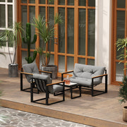 4 Piece Garden Furniture Set with Loveseat Sofa Armchairs and Table Light Grey by Outsunny
