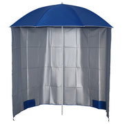 Blue 2.2M Fishing Umbrella Shelter with Side Panels and Carry Bag for Beach or Garden Shade