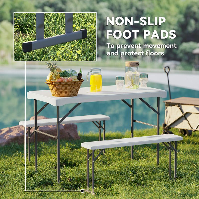 3 Piece Folding Picnic Table and Bench Set for Outdoor Dining and Camping White