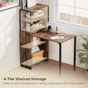 Bookcase With Fold Out Desk For Small Spaces, Hidden Storage, 105W x 60D x 127H cm