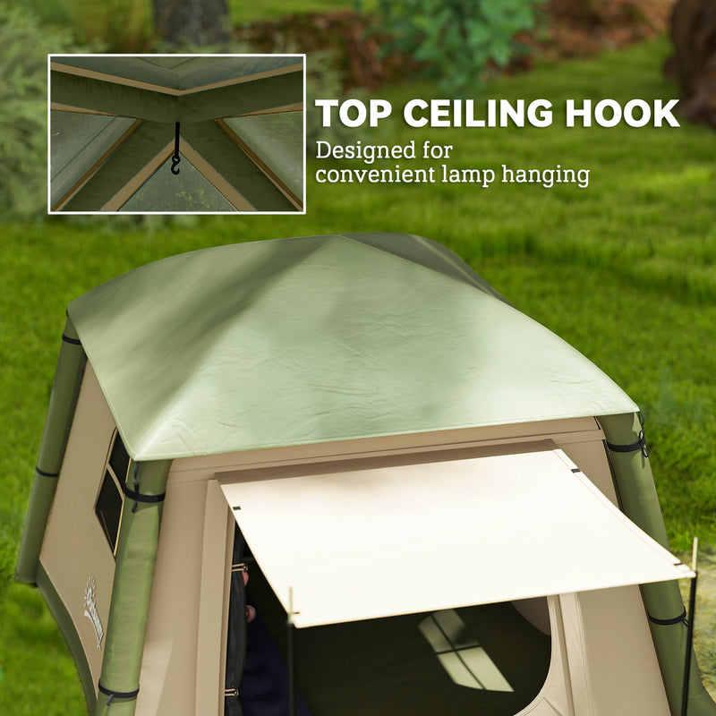 Inflatable 2 Person Camping Tent Quick Pitch Waterproof Shelter With Air Pump Brown