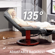 Reclining Swivel Lounge Chair With Padded Footrest For Home Office Comfort Grey