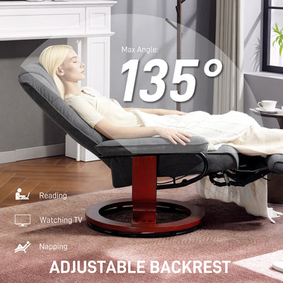 Reclining Swivel Lounge Chair With Padded Footrest For Home Office Comfort Grey