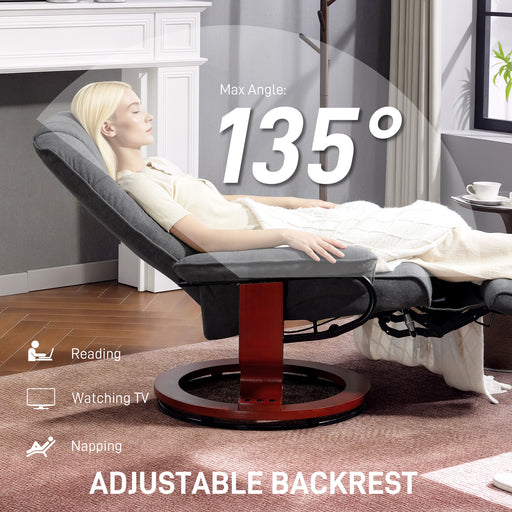 Reclining Swivel Lounge Chair With Padded Footrest For Home Office Comfort Grey