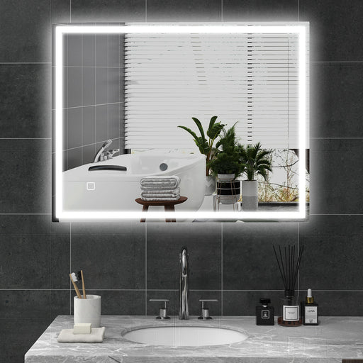 LED Bathroom Mirror With Dimmable Light Anti Fog and Smart Touch for Makeup Use Grey