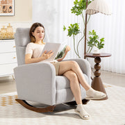 Rocking Armchair With Corduroy Upholstery Ideal For Relaxing In Living Room Grey
