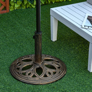 Outdoor Parasol Base Heavy Cast Metal Stand for Secure Garden Shade, Fits 38-48mm Poles, Bronze Outsunny