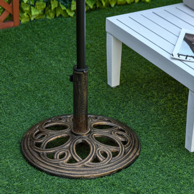 Outdoor Parasol Base Heavy Cast Metal Stand for Secure Garden Shade, Fits 38-48mm Poles, Bronze Outsunny
