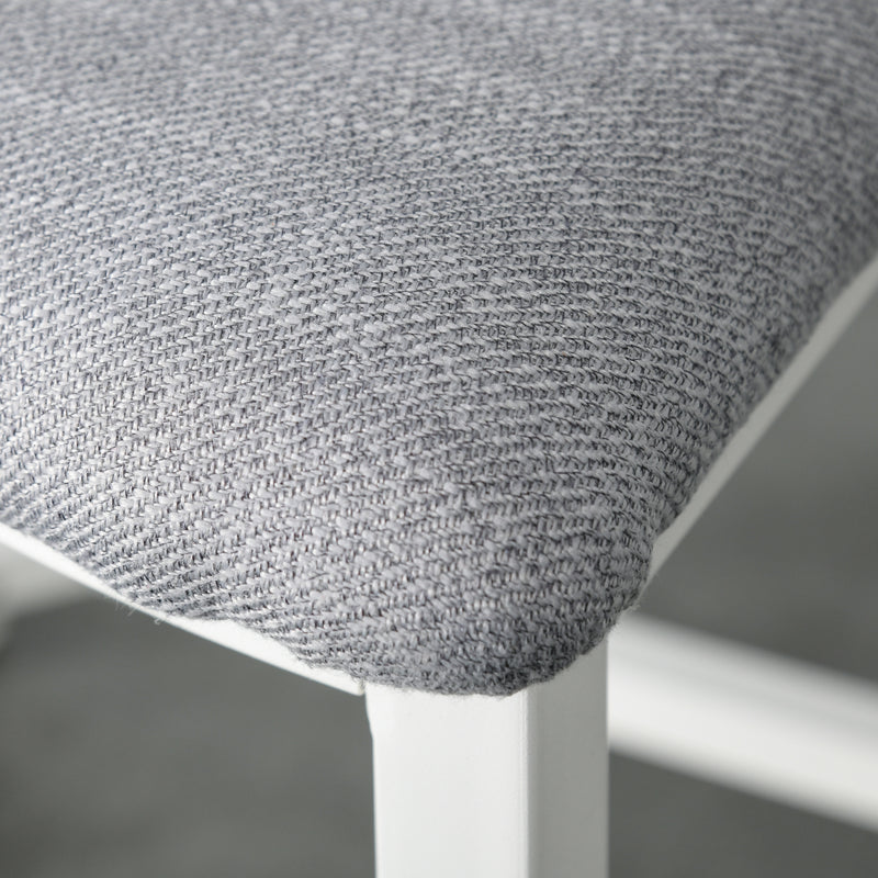 Grey Round Dining Table Set with 4 Upholstered Stools for Modern Kitchen or Dining Room