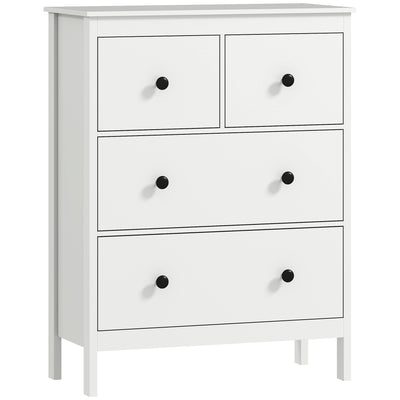 Chest of Drawers for Clothes and Bedding Storage with Smooth Quiet Drawers White AOSOM
