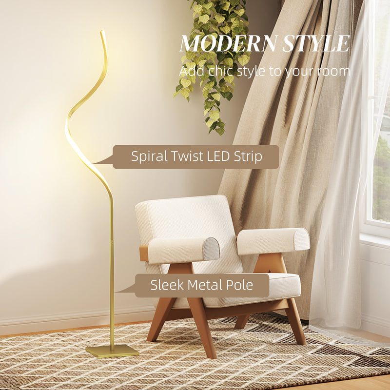 Gold LED Floor Lamp with 3 Brightness Levels Dimmable Standing Light with Foot Switch by HOMCOM