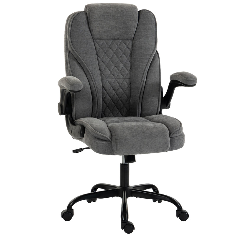 Office Chair with Flip Up Armrests for Space Saving Comfort and Adjustable Height Grey