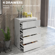 4 Drawer High Gloss Chest of Drawers Modern Bedroom Storage Unit with Sleek Finish White