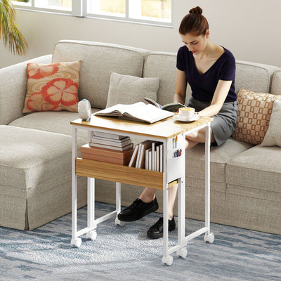 Natural Wood Drop Leaf Desk 63 cm Folding Writing Table Ideal for Small Home Offices