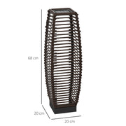 Brown Rattan Solar Floor Lamp 68cm Tall Auto LED Garden Light For Patio Or Pathway