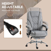 Reclining Massage Office Chair With Heat Adjustable Height And Footrest For Home, Use Grey