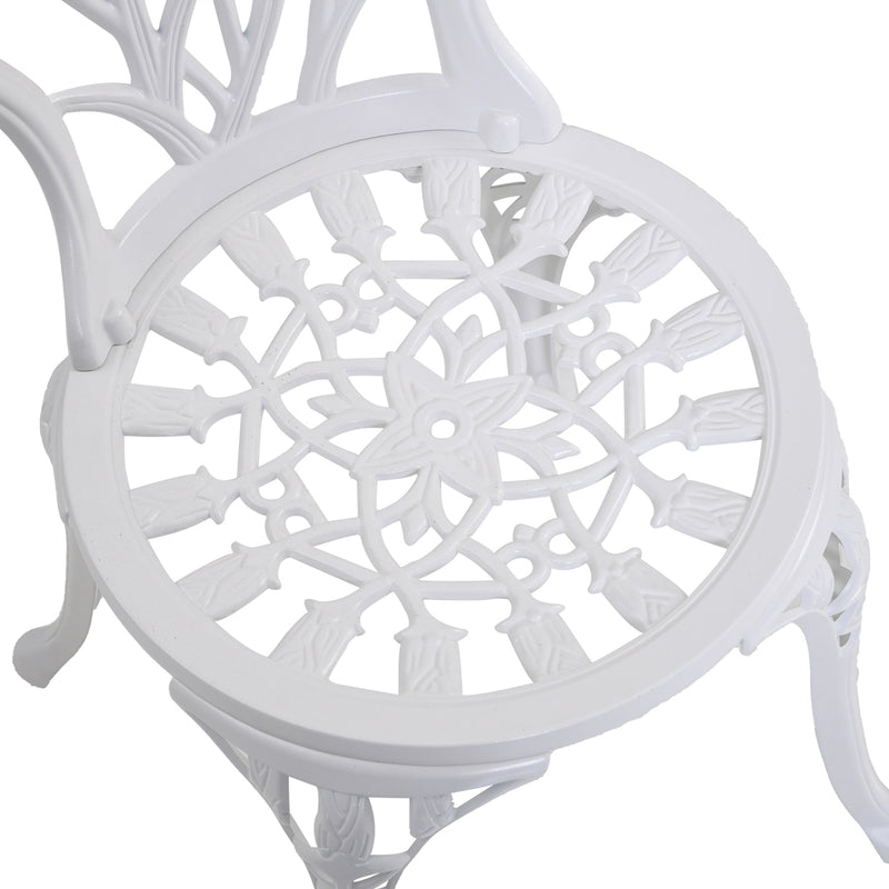 3 Piece White Aluminium Bistro Set with Table and Chairs for Garden or Balcony by Outsunny
