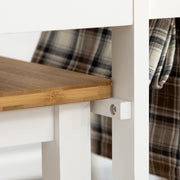 Kitchen Island Trolley with Storage Drawers and Drop Leaf Top with 2 Stools White