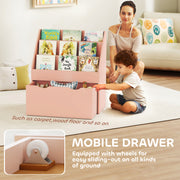 Kids Storage Bookcase with Shelves and Drawer for Bedroom or Playroom Organisation Pink